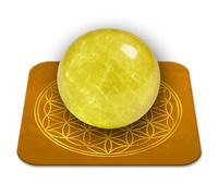 Pietra citrino naturale lucidata 2-3 cm qualità premium | abbondanza, fiducia e gioia | fiore della vita incluso | guida pratica e meditazione offerti | regalo Zen Benessere | 1 unità