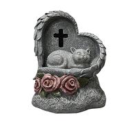 Pietra commemorativa per cani - Pietra tombale per animali domestici - Pannello commemorativo per animali domestici ad energia solare | Statua di gatto addormentato, decorazione del giardino, pietra