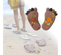 Pietra decorativa for camminamenti con impronte di piedi dimensionali e motivo floreale, pietra decorativa for esterni vibrante for cortile/sentiero(Light Brown,3PCS)