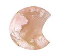 Pietra di agata di fiori di ciliegio | Ceneri di ciliegio a forma di luna,Agata di fiori di ciliegio naturale per donna e uomo, pietra di palma di agata floreale per la decorazione della casa Tileze