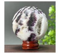 Pietra di Cristallo Base for decorazioni for la casa con sfera di fluorite viola naturale Collana con porta-pietre di cristallo(221g 53mm)
