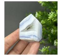 Pietra di Cristallo Esemplare minerale poliedrico irregolare di agata blu naturale, decorazione for la casa Collana con porta-pietre di cristallo(40g)