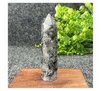 Pietra di Cristallo Obelisco a colonna in tormalina nera naturale, decorazione for la casa Collana con porta-pietre di cristallo(96g 98mm)