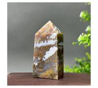 Pietra di Cristallo Ornamenti for la casa in pietra naturale diaspro oceanico, bacchetta spirituale obelisco Collana con porta-pietre di cristallo(77g 67mm)