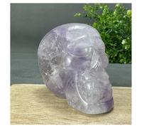 Pietra di Cristallo Teschio naturale intagliato a mano, decorazione for la casa Collana con porta-pietre di cristallo(477g 79mm)