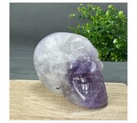 Pietra di Cristallo Teschio naturale intagliato a mano, decorazione for la casa Collana con porta-pietre di cristallo(455g 87mm)