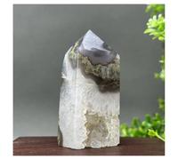 Pietra di Cristallo Trattamento esemplare di obelisco di geode di agata acquatica naturale, decorazione for la casa Collana con porta-pietre di cristallo(126g 78mm)