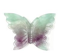 Pietra di palma con ali d'angelo farfalla intagliata cristallo di fluorite | Ali di cristallo naturale intagliate a mano, decorazioni per la guarigione dell'energia Reiki, ornamento spirituale