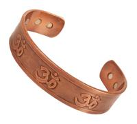 Pietra di paragone realizzata a mano da abili artigiani indiani durevole regolabile e di alto calibro in rame e graziosa incisione Om Chakra meditazione braccialetto magnetico tono naturale.