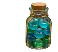 Pietra di vetro di mare fatta a mano in barattolo con incisione che dà potere messaggi, decorazione per casa e ufficio, strumento per meditazioni, regalo inciso, collezione di vetro marino