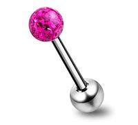 Pietra epossidica Clover Multi Cristallo Sfera 14 Gauge Acciaio Chirurgico Straight Barbell Lingua Bar Piercing, Cristallo