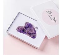 Pietra grezza di ametista Massaggiatore di ametista Rullo facciale in pietra naturale Set di strumenti Gua Sha SPA Agopuntura Raschiando Cristallo Corpo Viso Massaggio sanitario (Color : Purple-2) Col