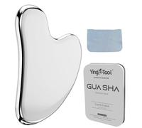 Pietra Gua Sha in acciaio inox Gua Sha per la mascella e la riduzione del gonfiore, regalo per la cura della pelle (argento)