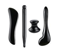Pietra Guasha Massaggio Guazzo Raschietto for il viso Rullo di giada Massaggiatore Set Nero Ossidiana Gua Sha Bordo Strumento for la cura della pelle del viso (Color : Type 2)