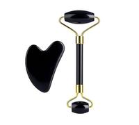 Pietra Guasha Massaggio Guazzo Raschietto for il viso Rullo di giada Massaggiatore Set Nero Ossidiana Gua Sha Bordo Strumento for la cura della pelle del viso (Color : Type 3)