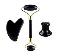 Pietra Guasha Massaggio Guazzo Raschietto for il viso Rullo di giada Massaggiatore Set Nero Ossidiana Gua Sha Bordo Strumento for la cura della pelle del viso (Color : Type 5)