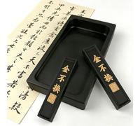 Pietra Inchiostro - Pierre a Encre Calligraphie Cinese, con 2 Bastoncini d’Inchiostro Abbinati, Ispessita - Alta Densità, Attrito Stabile, Adatta a Calligrafia Cinese e Pittura a Inchiostro