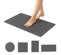 Pietra Kit bagno Diatomite - Tappetino pietra 60 x 40 cm + 4 basi assorbenti, tappeto rapido asciugatura, antimuffa, ecologico e antiscivolo, per bagno o cucina (grigio)