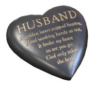 Pietra Memoriale Cuore Grigio Da Giardino Di Pensieri Di Te - Marito