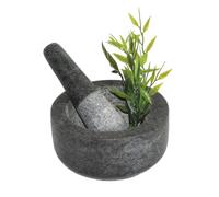 Pietra Mortaio Con Pestello Ø 13 CM H 7 CM, Pietra Granito Grigio No. 002 Cucina