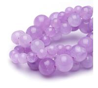 Pietra naturale da 10 mm per la creazione di gioielli, giada viola lucida liscia rotonda gemma per braccialetti e collane 43,2 cm
