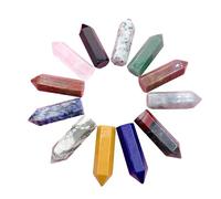 Pietra naturale energia cristallo esagonale appuntito agata pendente decorazione casa pietra (12pcs)