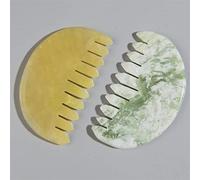 Pietra naturale Gua Sha Pettine Giada Gouache Raschietto Massaggio alla testa Relax Corpo Meridiano Raschiando Riflessologia Riflessologia Circolazione sanguigna 1 Pz (Color : Dark green)