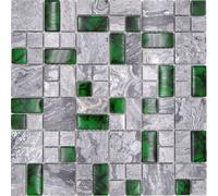 Pietra Naturale Mosaico IN Vetro Grigio Verde Brillante Parete Corpo Cucina