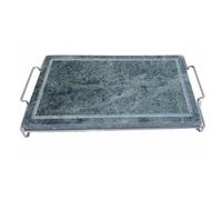 Pietra Ollare 20x30 cm con Stand in Metallo Bistecchiera & Grill da Tavolo Barbecue Griglia per Servire Carni Verdure pesce al Tavolo