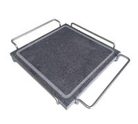 Pietra ollare quadrata cm 25x25 con supporto inox per servire a tavola Bistecch