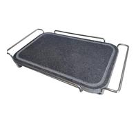 Pietra ollare rettalgolare reflettaria cm 25x35 con supporto inox Bistecchiera Grill Barbecue Griglia da Tavolo per Carni Verdure pesce Bordo arrotondato altissima qualita'