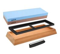 Pietra per affilare con base in bambù e guida angolare - 240 / 800