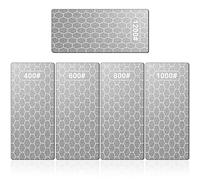 Pietra per affilare diamantata, 5 pezzi di pietra per affilare coltelli con piastra extra fine/grossa e base antiscivolo, grana 400/600/800/1000/1200