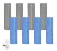 Pietra pomice detergente per WC, set da 8 pezzi (4 grigio + 4 blu), pietra naturale per la pulizia contro l'urina e il calcare, senza sostanze chimiche per WC, lavandino, vasca da bagno