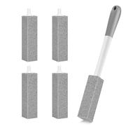 Pietra pomice per WC con manico extra lungo, detergente per WC in pietra pomice, 1 manico per la pulizia, 4 bastoncini abrasivi sostituibili senza tocco per la pulizia di WC, vasche da bagno, griglie