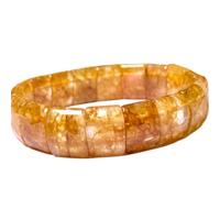 pietra preziosa citrino naturale 15x12mm | forma rettangolare, pietra taglio liscio | 7 pollici | gemma di colore giallo | braccialetto elastico dhan yog | braccialetto del successo | LSB_01269