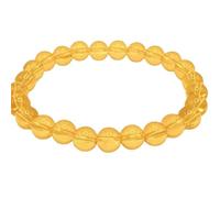 pietra preziosa citrino naturale 8 mm | forma rotonda, pietra taglio liscio | 7 pollici | gemma di colore giallo | braccialetto elastico dhan yog | braccialetto del successo | LSB_00627