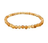 pietra preziosa citrino naturale da 4 mm | forma rotonda, pietra sfaccettata | 7 pollici | gemma di colore giallo | braccialetto elastico dhan yog | braccialetto del successo | LSB_01170