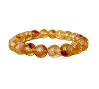 pietra preziosa citrino naturale da 8 mm | forma rotonda, pietra a taglio liscio | 7 pollici | gemma di colore giallo | braccialetto elastico dhan yog | braccialetto del successo | LSB_00073