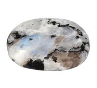 Pietra preziosa da 3 - 5 cm + carta di gemme, amuleto a mano, pietra massaggiante, fonte di vita Plus (pietra di luna arcobaleno, bianco, nero)