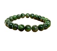 pietra preziosa di diopside naturale da 8 mm | forma rotonda, pietra a taglio liscio | 7 pollici | gemma di colore verde | braccialetto elastico energetico | braccialetto curativo | LSB_00056