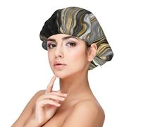 Pietra preziosa moderna in agata nera e oro,Cuffia da notte in raso per adulti - Cuffia da notte elastica per donna, copricapelli per la notte