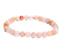 pietra preziosa naturale di agata sakura da 6 mm | forma rotonda, pietra a taglio liscio | 7 pollici | gemma di colore rosa | braccialetto elastico energetico | braccialetto curativo | LSB_01072