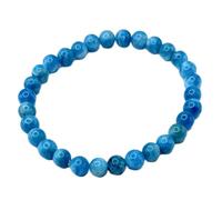 pietra preziosa naturale di apatite blu da 6 mm | forma rotonda, pietra a taglio liscio | 7 pollici | gemma di colore blu | braccialetto elastico energetico | braccialetto curativo | LSB_00812