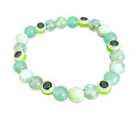 pietra preziosa naturale di avventurina, prehnite e serpentino da 8 mm | forma rotonda, pietra a taglio liscio | 7 pollici | gemma di colore verde | braccialetto elastico energetico | LSB_00114
