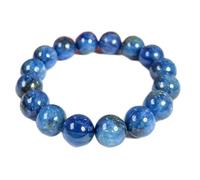 pietra preziosa naturale di cianite blu da 14 mm | forma rotonda, pietra a taglio liscio | 7 pollici | gemma di colore blu | braccialetto elastico energetico | braccialetto curativo | LSB_01345