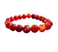 Pietra preziosa naturale di corniola da 10 mm | forma rotonda, pietra dal taglio liscio | 7 pollici | gemma di colore rosso | braccialetto elastico energetico | braccialetto del coraggio | LSB_00217