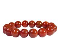 Pietra preziosa naturale di corniola da 14 mm | forma rotonda, pietra a taglio liscio | 7 pollici | gemma di colore rosso | braccialetto elastico energetico | braccialetto del coraggio | LSB_01458