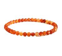 Pietra preziosa naturale di corniola da 4 mm | forma rotonda, pietra dal taglio liscio | 7 pollici | gemma color arancione | braccialetto elastico energetico | braccialetto del coraggio | LSB_02028