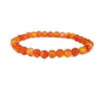 Pietra preziosa naturale di corniola da 6 mm | forma rotonda, pietra a taglio liscio | 7 pollici | gemma color arancione | braccialetto elastico energetico | braccialetto del coraggio | LSB_01463